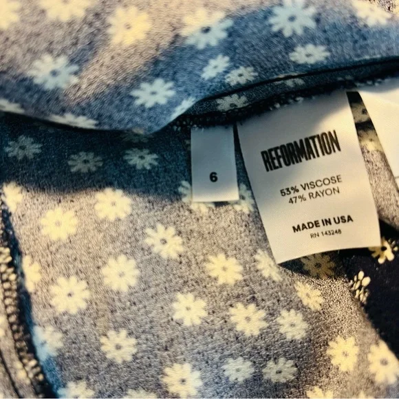 Reformation Heidi Navy And White Floral Midi Dress. - Picture 12 of 12